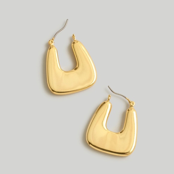 MADEWELL Chunky Triangle Hoop Earrings in Vintage Gold $28 NN366 - Picture 1 of 3